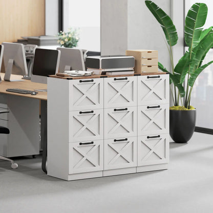 3 Drawer File Cabinet, Vertical Farmhouse, Fits Letter/A4, White Office Cabinets & Cupboards at Gallery Canada