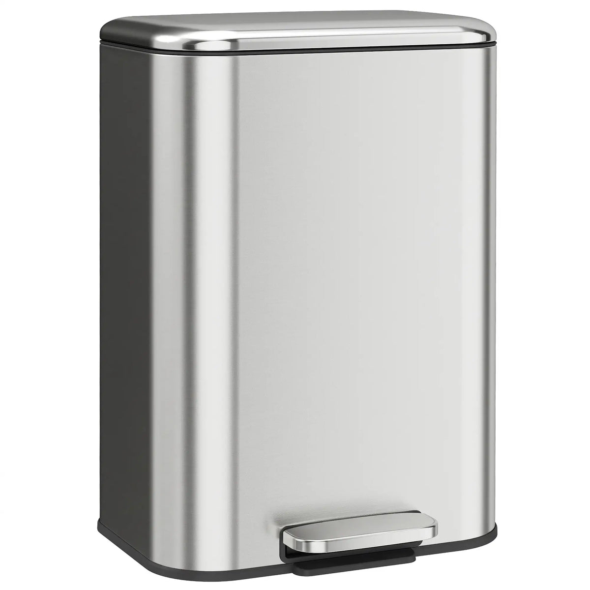 13.2 Gallon Slim Stainless Steel Trash Can, Silver, Silver
