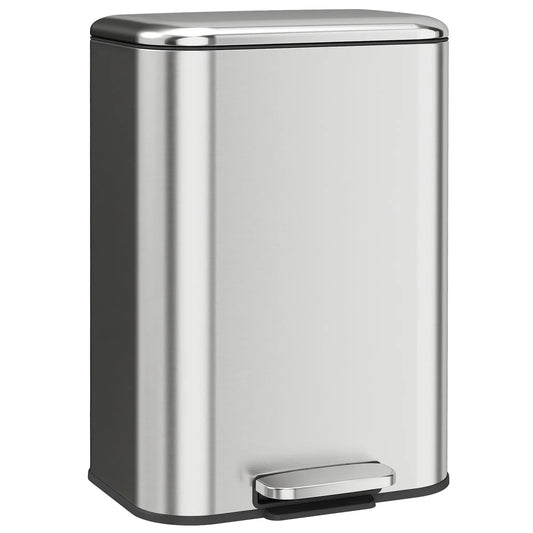 13.2 Gallon Slim Stainless Steel Trash Can, Silver, Silver Kitchen Trash Cans Silver at Gallery Canada