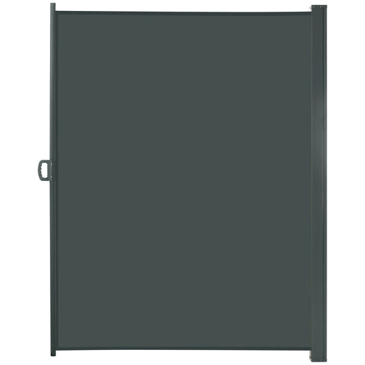 118" x 79" Retractable Patio Awning, Outdoor Privacy Screen, UV Wind Resistant, Grey Side Awnings Gray Frame, Gray Fabric at Gallery Canada