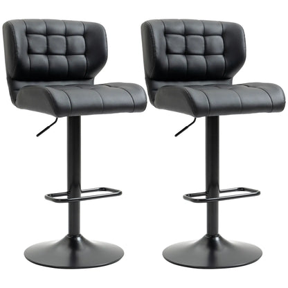 Swivel PU Leather Barstools, Set of 2, Adjustable with Footrest, Black Bar Stools at Gallery Canada
