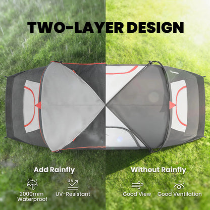 6-8 Man Camping Tent, 2000mm Waterproof Rainfly, Carry Bag, Dark Grey Camping Tents at Gallery Canada