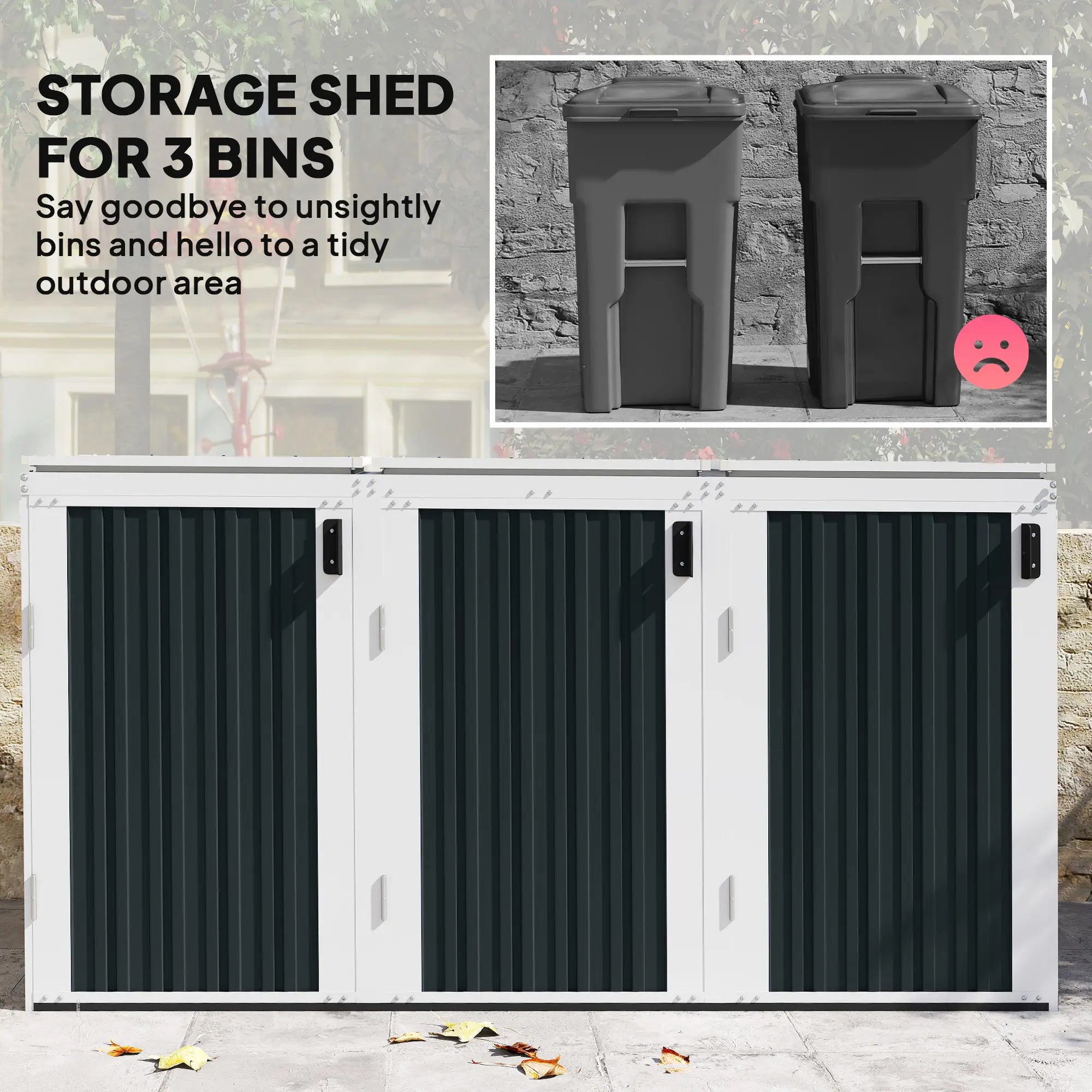 Outdoor Storage Shed, Rustproof Garbage Bin Shed, White And Grey Sheds at Gallery Canada