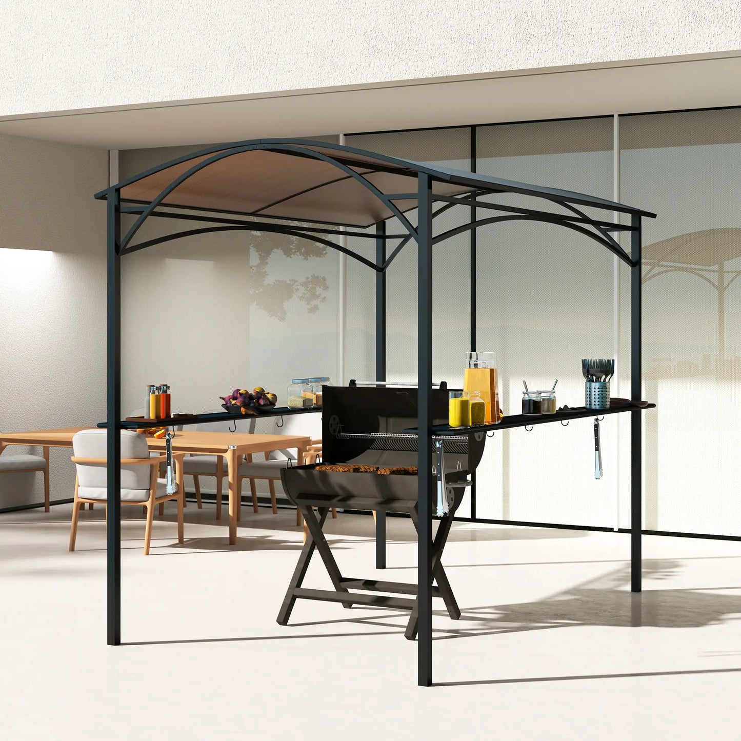 8' x 5' Hardtop Grill Gazebo, PC Board Roof, 2 Shelves, 10 Hooks BBQ Grill Gazebos at Gallery Canada