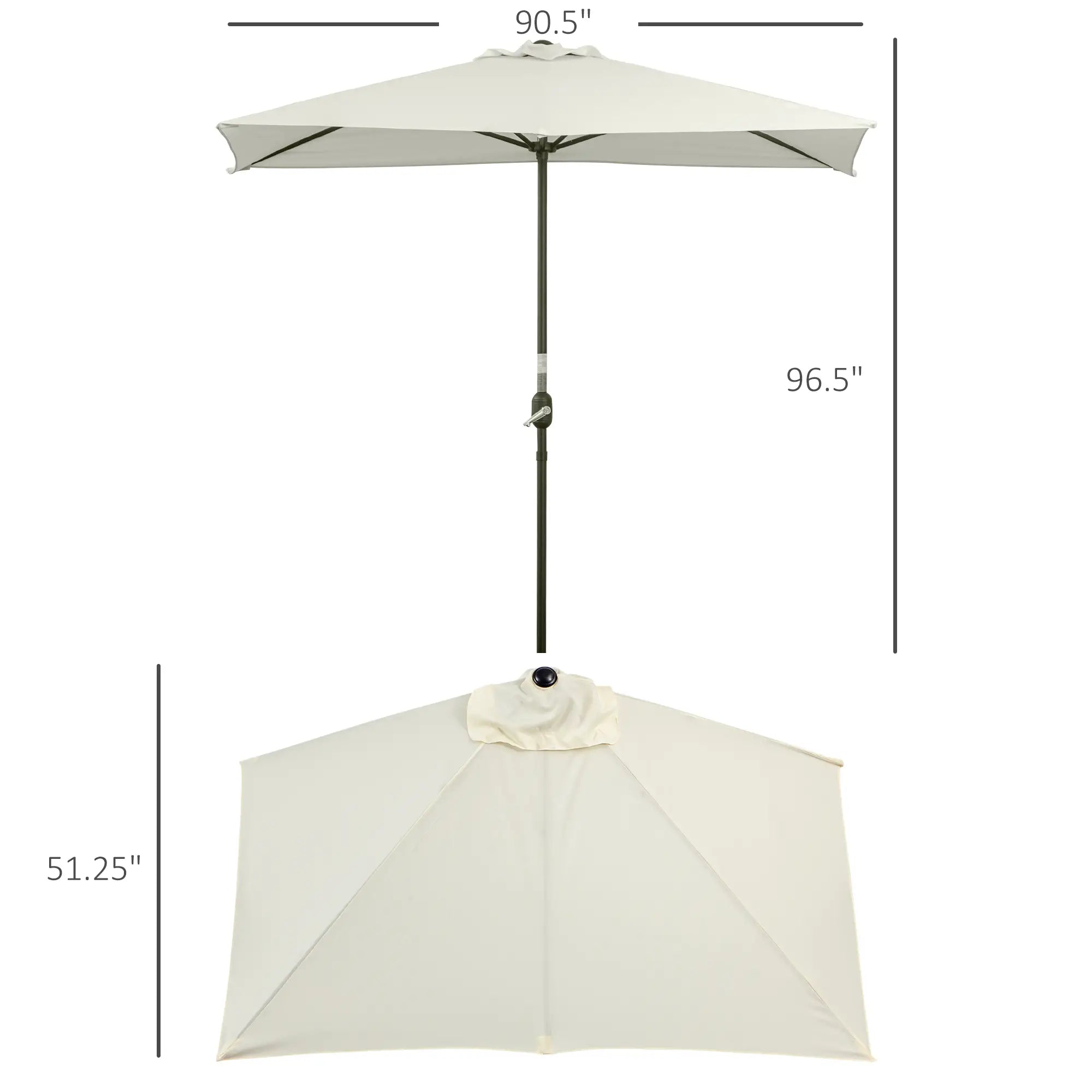 8ft Half Umbrella, Outdoor Balcony Parasol, 5 Ribs, Beige Sun Umbrellas at Gallery Canada