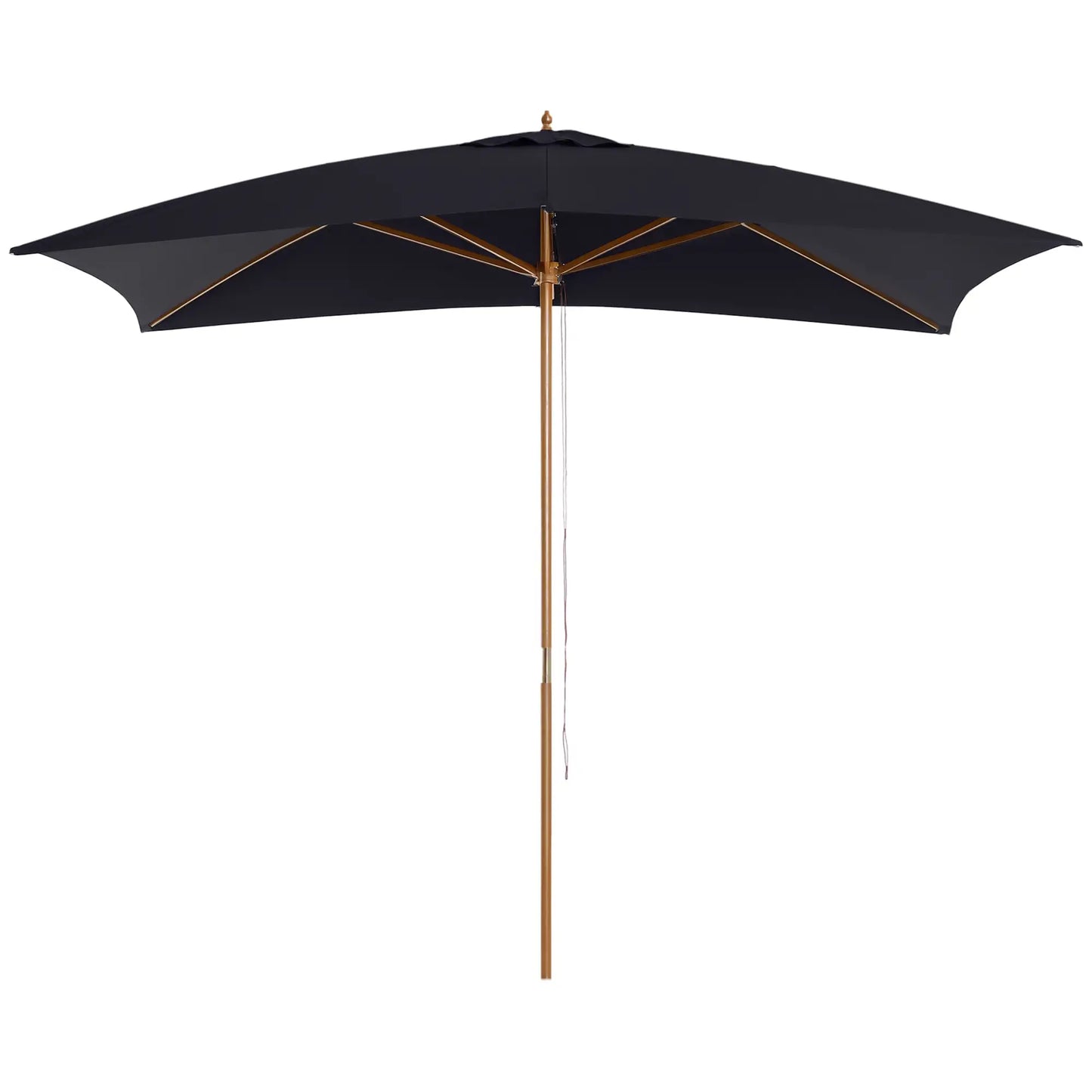 7' x 10' Wooden Patio Umbrella, Rectangle Garden Parasol, Outdoor Sunshade Canopy, Bamboo Ribs, Black Sun Umbrellas at Gallery Canada