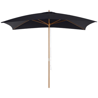 7' x 10' Wooden Patio Umbrella, Rectangle Garden Parasol, Outdoor Sunshade Canopy, Bamboo Ribs, Black Sun Umbrellas at Gallery Canada