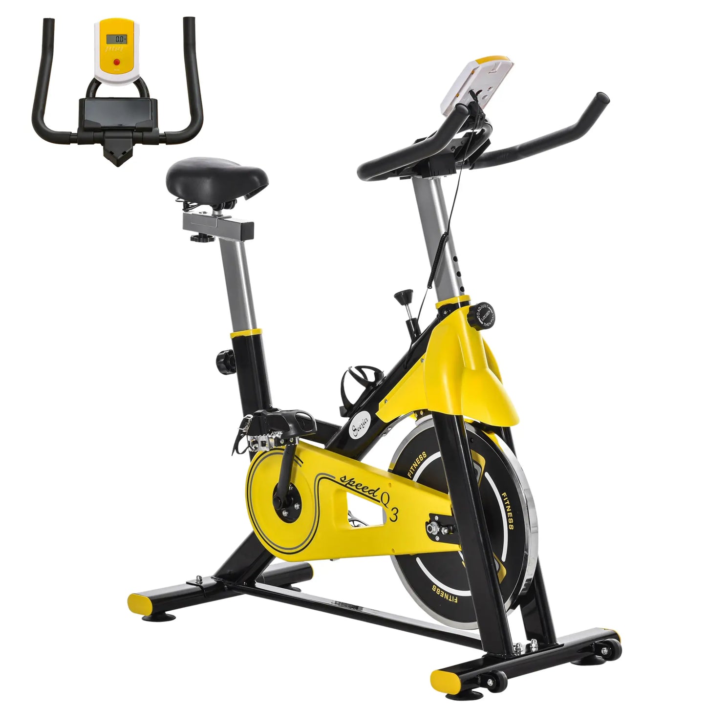 Stationary Exercise Bike, Adjustable Resistance, LCD Display, Home Gym Exercise & Stationary Bikes Yellow, Black at Gallery Canada