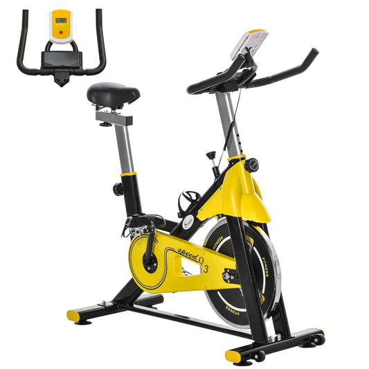 Stationary Exercise Bike, Adjustable Resistance, LCD Display, Home Gym Exercise & Stationary Bikes Yellow, Black at Gallery Canada