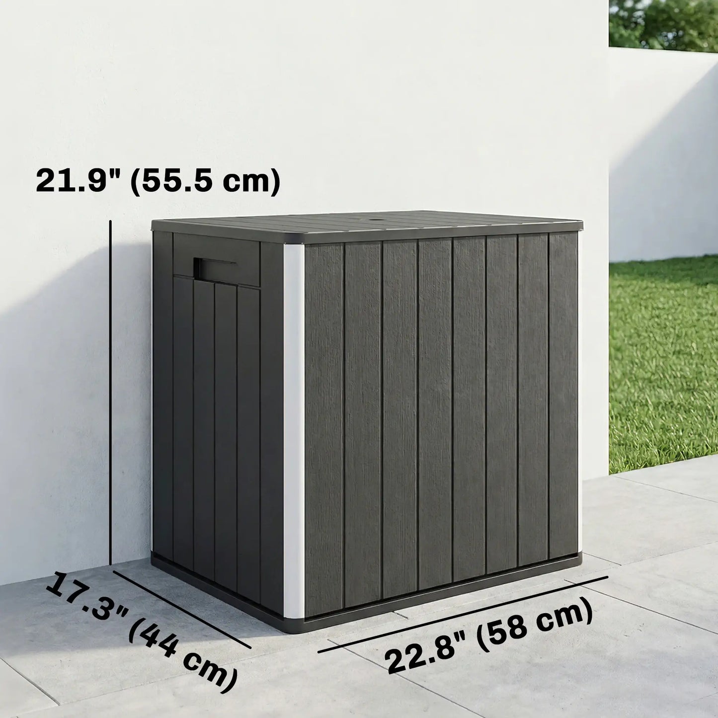 30 Gallon Storage Box, Outdoor Side Table with Umbrella Holder, Black Patio Storage Boxes at Gallery Canada