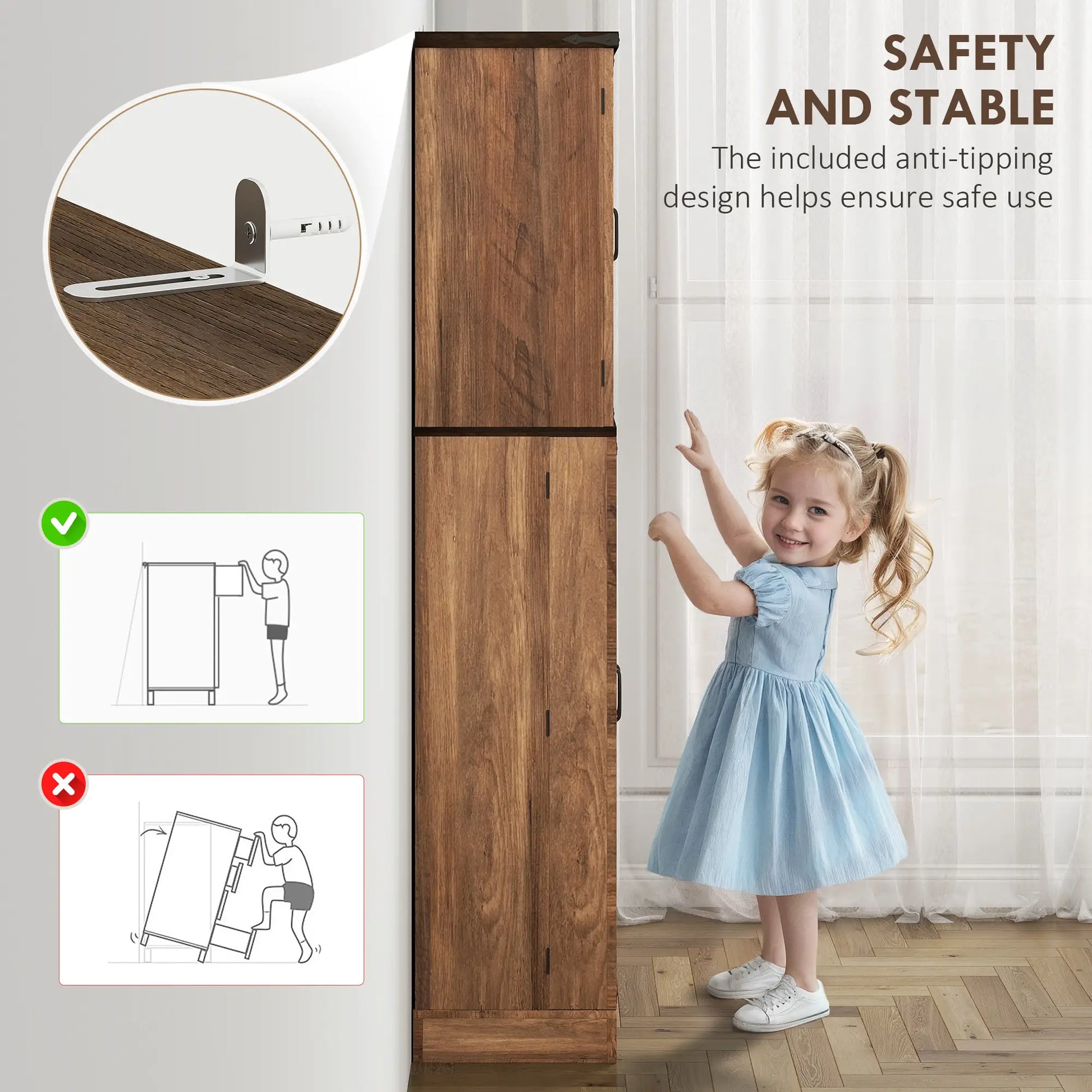 64 Inch Tall Kitchen Pantry Cabinet, Wood Grain, Brown Kitchen Pantry Cabinets at Gallery Canada