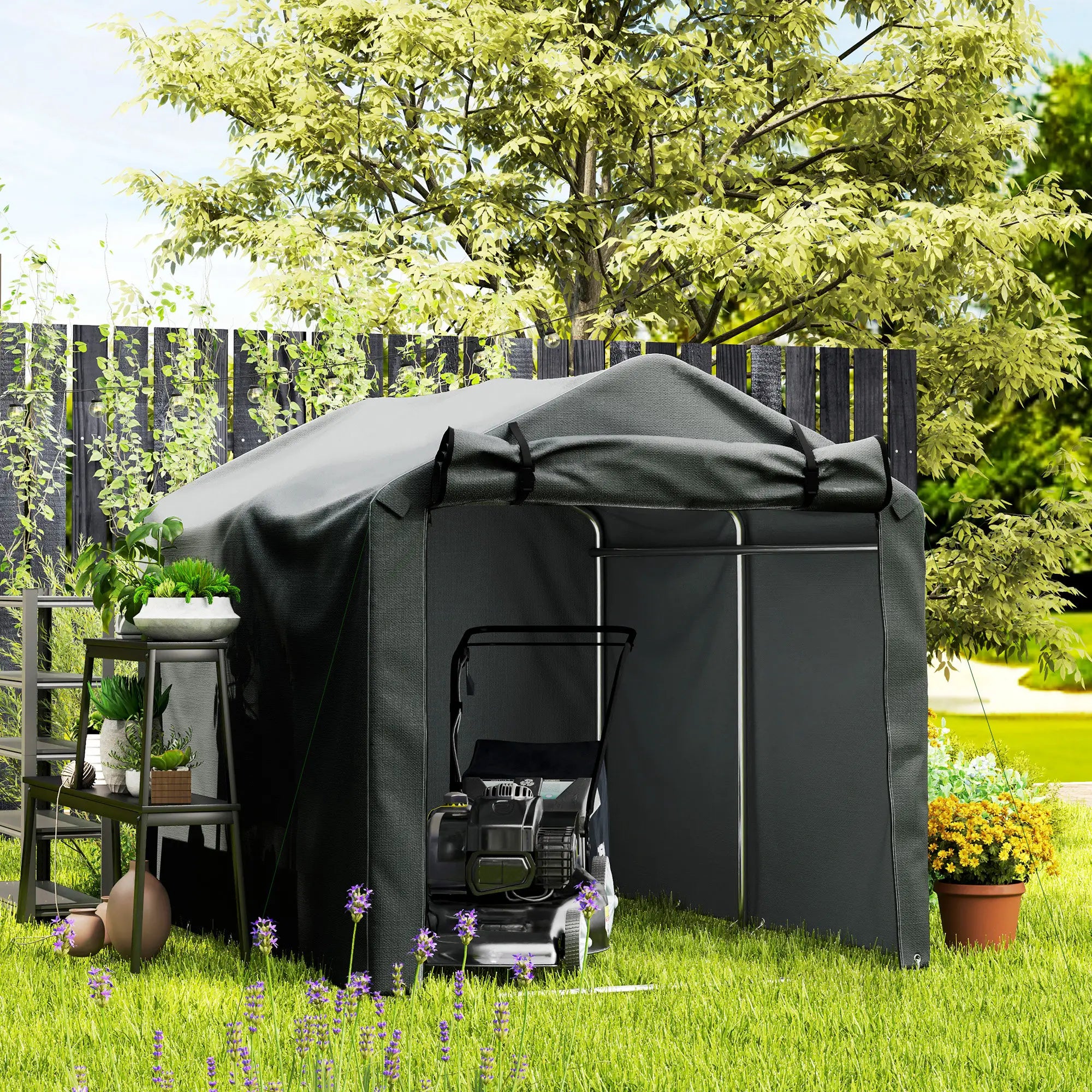 Outdoor Storage Shed, UV Resistant Bike Tent, Roll-up Zipper Door, Dark Grey Sheds at Gallery Canada