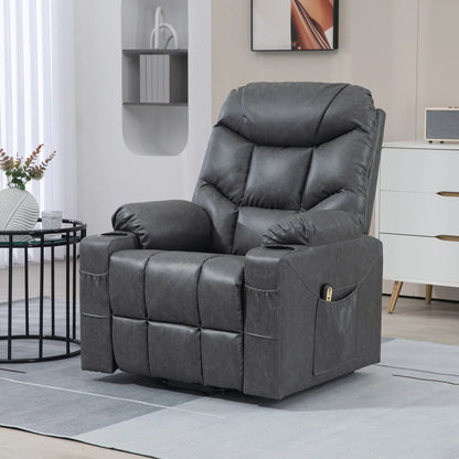 Electric Recliner Chair, PU Leather, Quick Assembly, Remote, Grey Sofas & Reclining Chairs at Gallery Canada