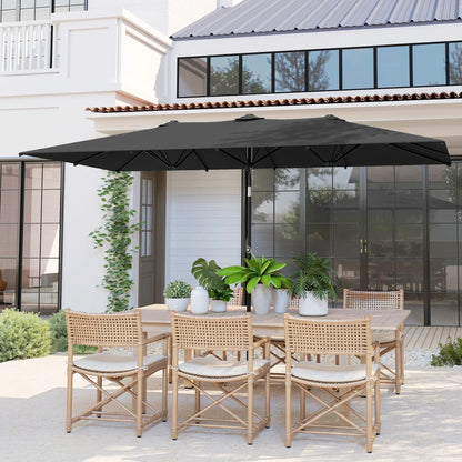 Double-Sided Patio Umbrella With Tilt, Adjustable Height, Vents, 12 Ribs, Grey Double-sided Umbrellas at Gallery Canada