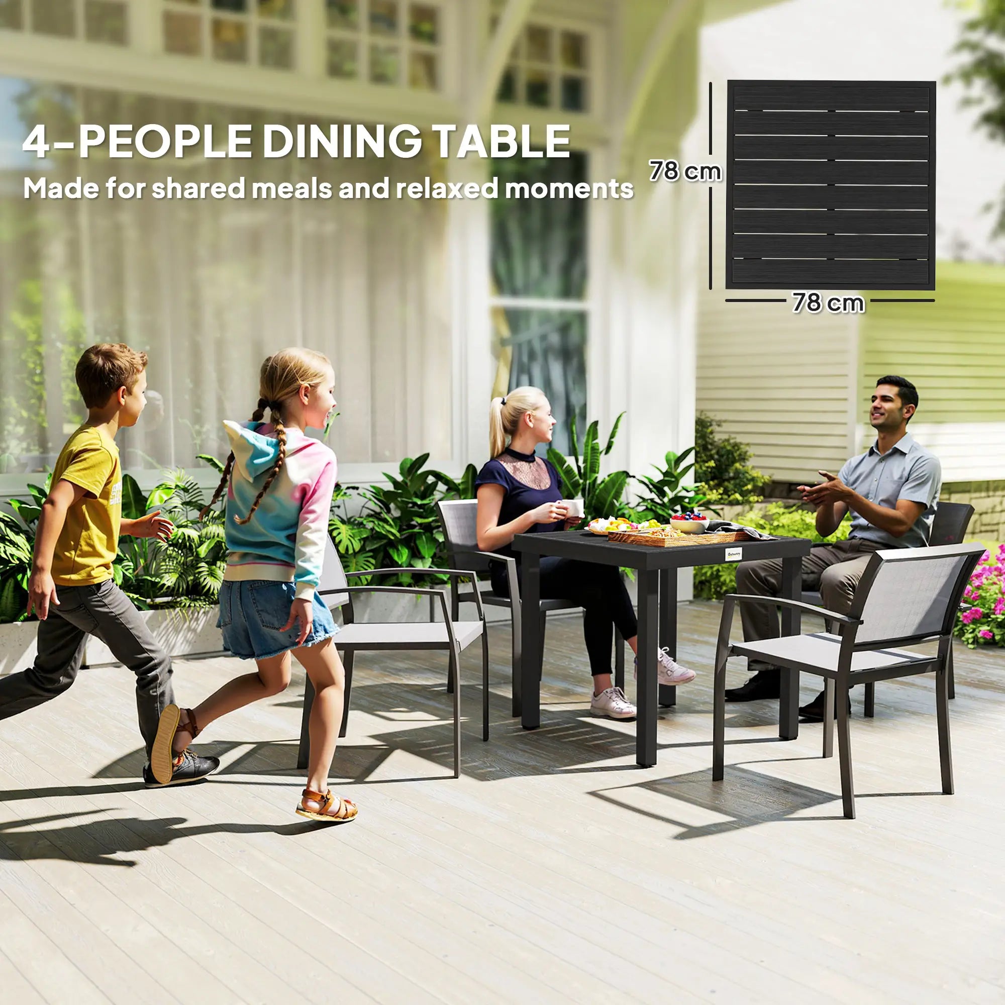 Square Aluminum Patio Dining Table for 4, Outdoor Garden, Black Patio Dinning Tables at Gallery Canada
