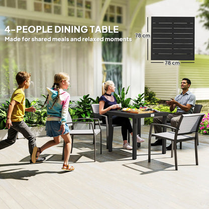 Square Aluminum Patio Dining Table for 4, Outdoor Garden, Black Patio Dinning Tables at Gallery Canada