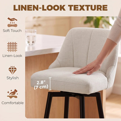 Swivel Bar Stools Set of 2, Cream White