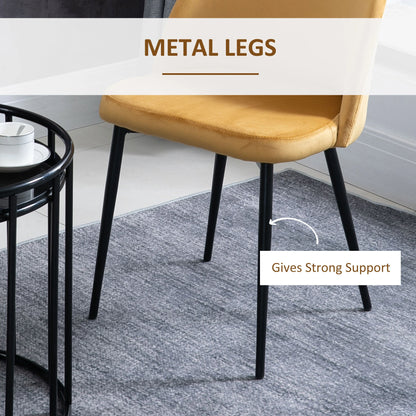 Set of 2 Mid-Back Dining Chairs, Velvet Upholstery, Yellow Bar Stools at Gallery Canada