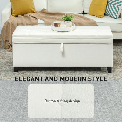 Storage Ottoman Bench, Foot Rest, 47 Inches, Cream White Storage Ottomans & Benches at Gallery Canada