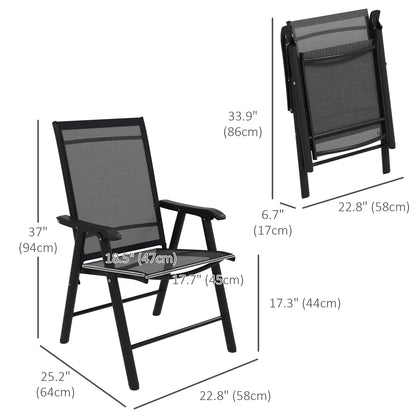 4-Piece Folding Chair Set, Outdoor Furniture with Armrests, Black Patio Chairs at Gallery Canada