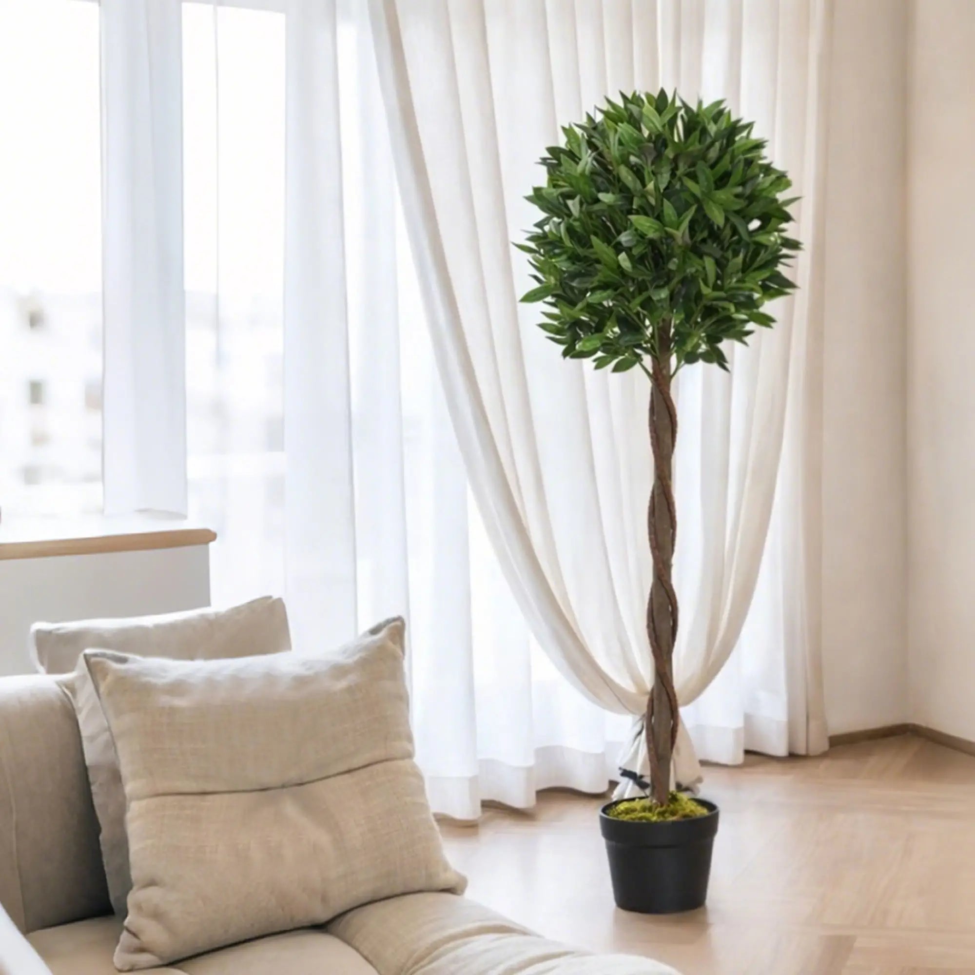 4FT Artificial Laurel Tree Set, Lifelike Fake Plant, Green Artificial Trees at Gallery Canada