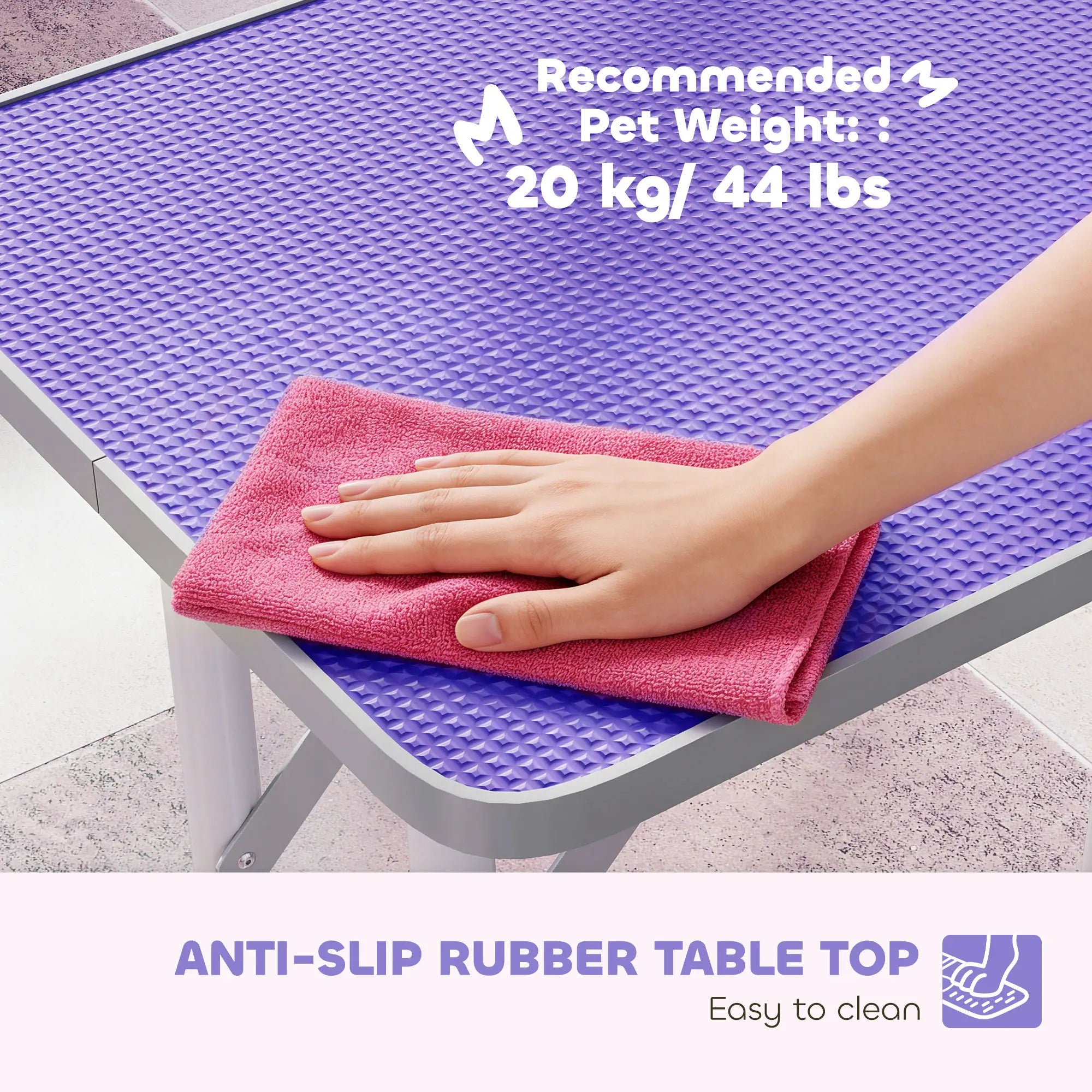 Foldable Pet Grooming Table, Adjustable Arm, Non-Slip, Purple Dog Grooming Tables at Gallery Canada
