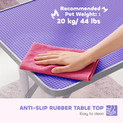 Foldable Pet Grooming Table, Adjustable Arm, Non-Slip, Purple Dog Grooming Tables at Gallery Canada