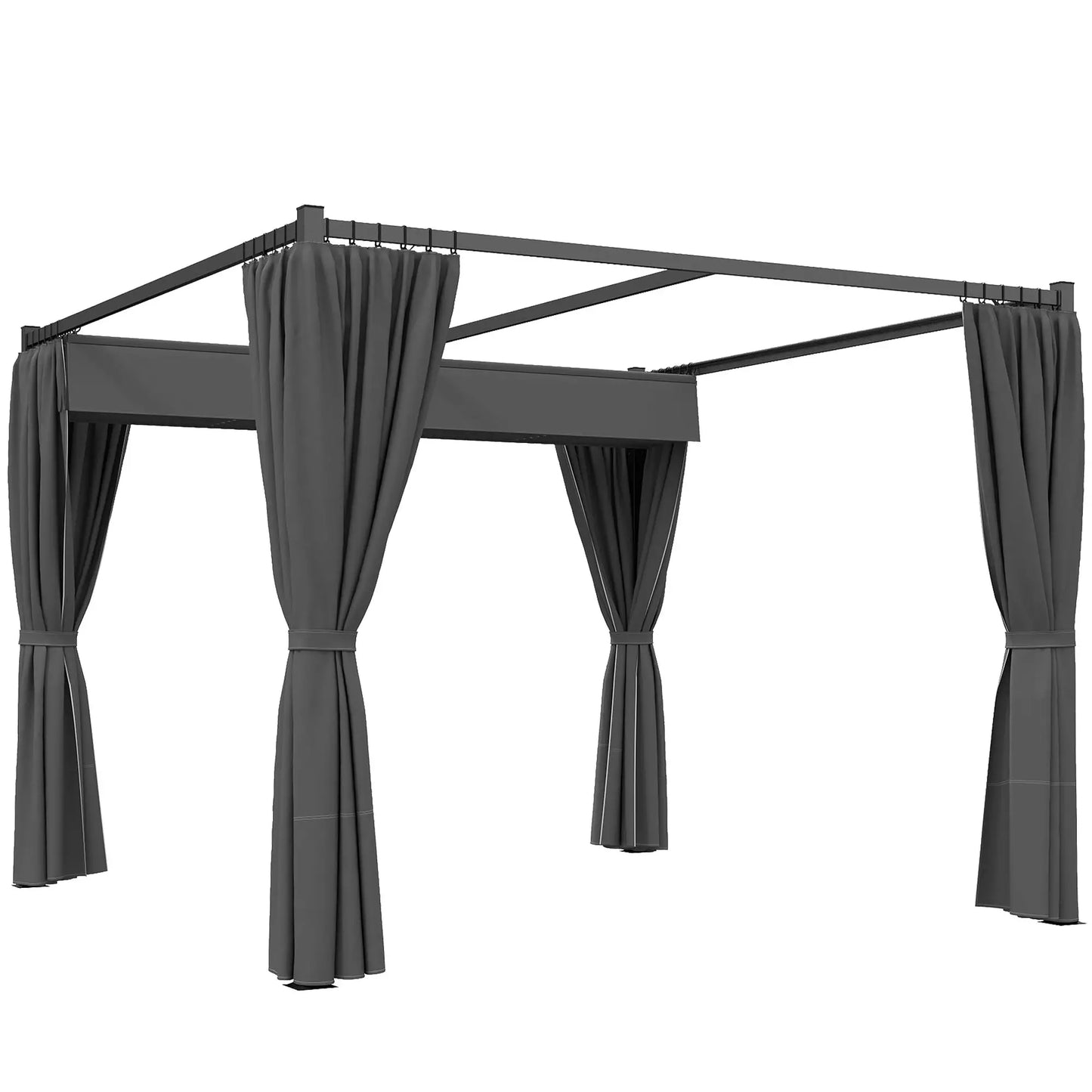 10' x 10' Retractable Pergola Canopy, Metal Outdoor Gazebo, Dark Grey Pergolas at Gallery Canada