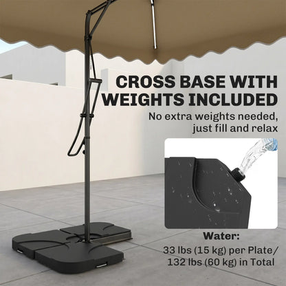 8' x 8' Square Patio Umbrella, Solar LED Lights, Khaki Cantilever Umbrellas at Gallery Canada