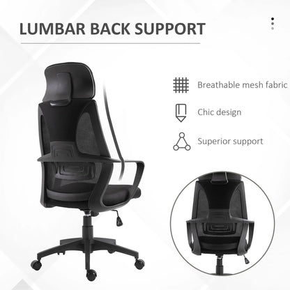 Mesh Office Chair, Adjustable Headrest, Ergonomic Desk Chair, Black Task Chairs at Gallery Canada