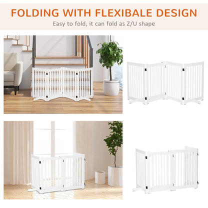Wooden Pet Gate, Foldable Dog Barrier, Z Shape 4 Panel Houses, Kennels & Pens at Gallery Canada