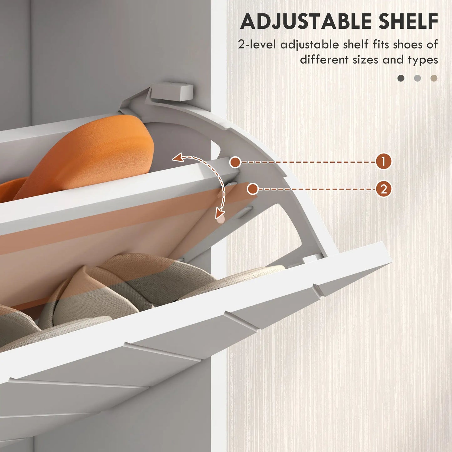 Modern Shoe Storage Cabinet, 3 Flip Drawers for 18 Pairs, Narrow, White Shoe Storage Cabinets & Racks at Gallery Canada