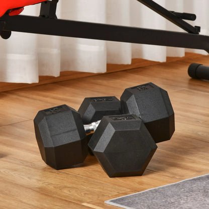 2 x 50lbs Hex Dumbbell Set, Rubber Weights, Non-Slip Handles, Anti-Roll Dumbbells & Barbells at Gallery Canada