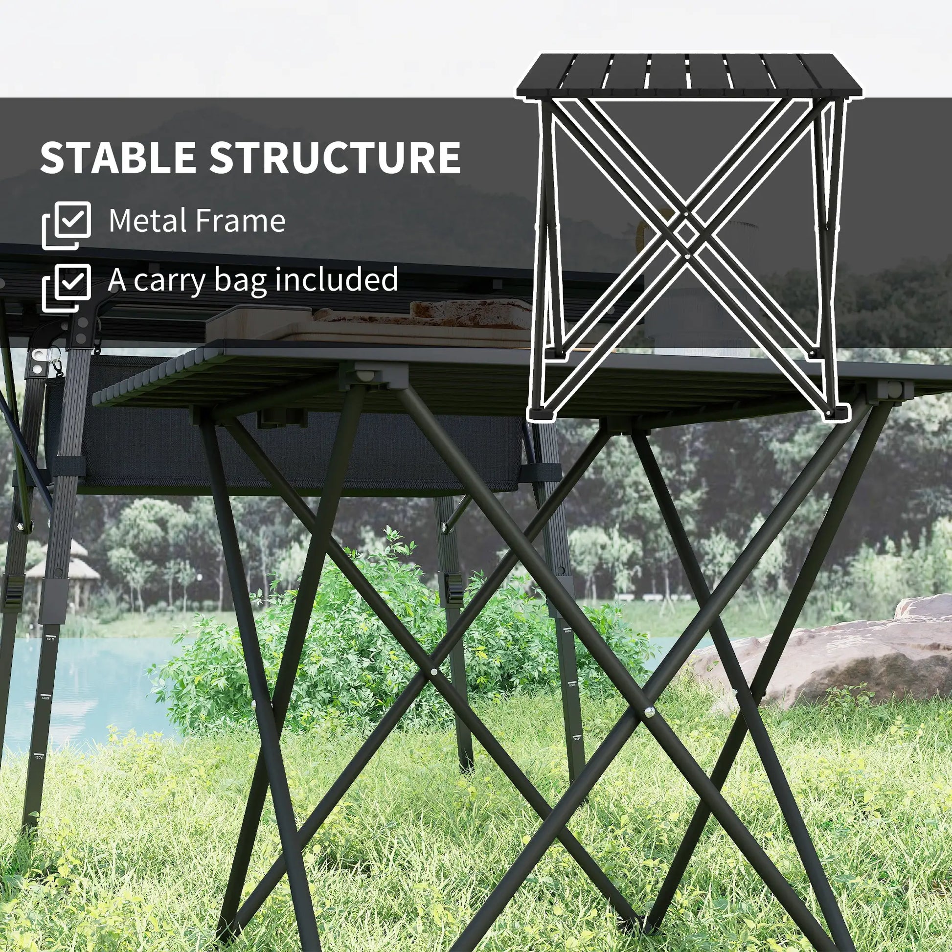 Folding Camping Table, Portable Picnic Table with Carry Bag, Black Picnic Tables & Camping Chairs at Gallery Canada
