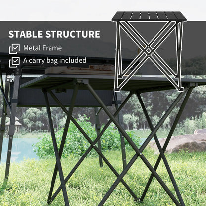 Folding Camping Table, Portable Picnic Table with Carry Bag, Black Picnic Tables & Camping Chairs at Gallery Canada