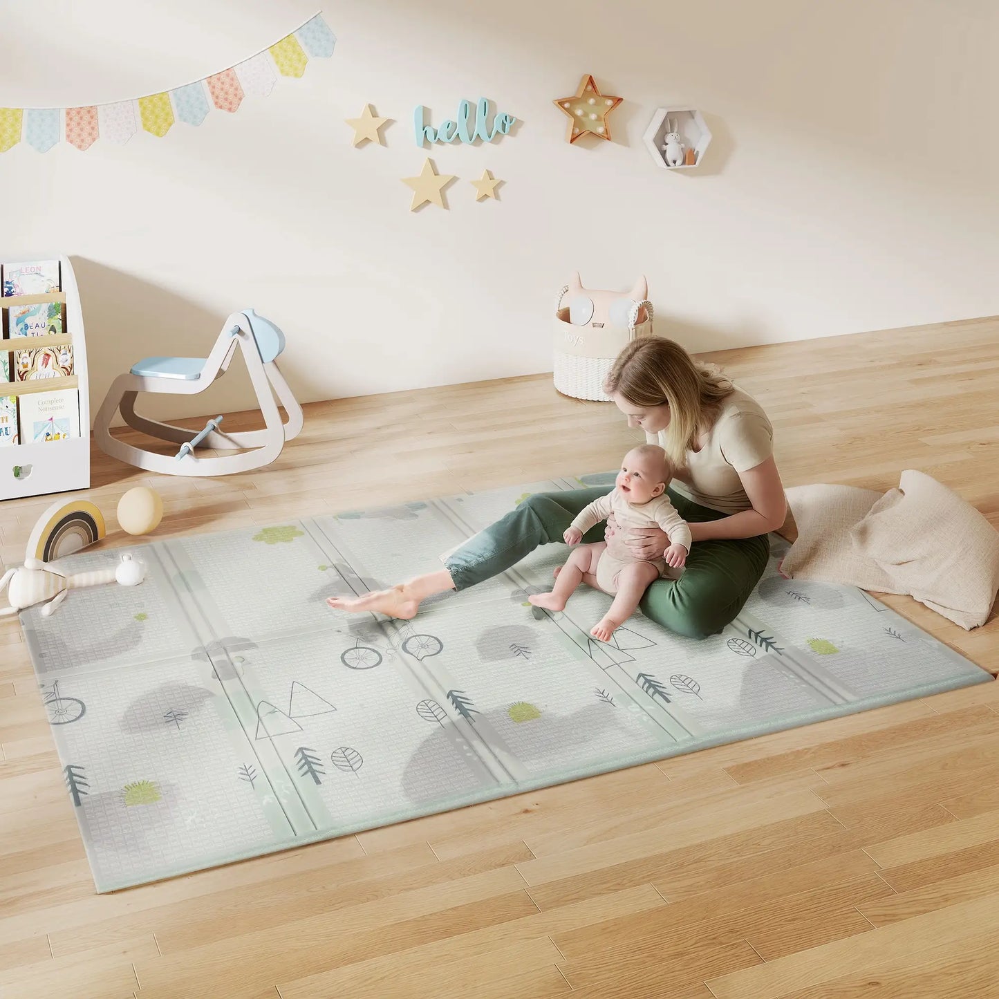 Foldable Baby Play Mat, 79" x 59", Elephant Theme, Crawling Learning Mat Kids Gym & Playmats at Gallery Canada