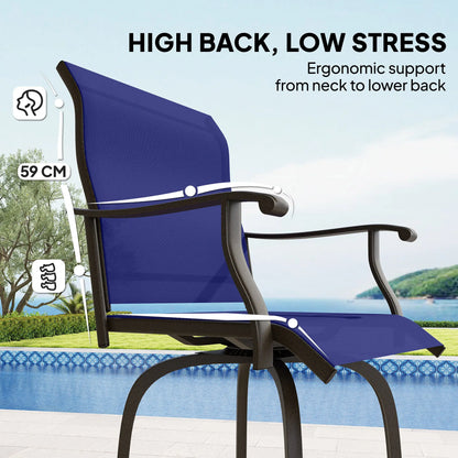 Swivel Bar Stools Set Of 2, Steel Frame, Navy Blue Bistro Sets at Gallery Canada