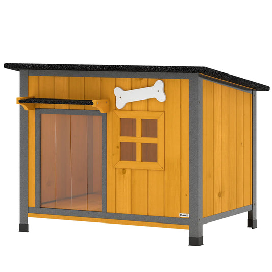 Outdoor Dog House, Anti-Chewing Steel Frame, Openable Roof, Removable Floor, Door Curtain, Yellow Dog Cages & Crates Yellow, Grey, Black at Gallery Canada