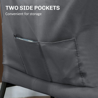 Modern Accent Chair, Armchair with Side Pockets, Steel Legs, Grey Accent Chairs at Gallery Canada