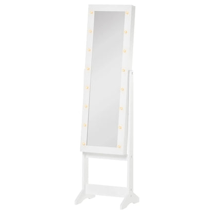 Free Standing Armoire Organizer, Lighted Mirrored Jewelry Cabinet, Angle Adjustable, 16 LED Lights Jewelry Armoire & Jewellery Mirror Cabinets at Gallery Canada