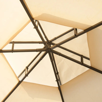 13ft Hexagon Gazebo, Outdoor Canopy Shelter, Netting, Shaded Curtains, Beige Gazebos at Gallery Canada