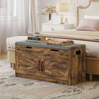 Shoe Storage Bench, 2-Tier Cabinet, Flip-Top, Padded Cushion, Rustic Brown Shoe Storage Cabinets & Racks at Gallery Canada