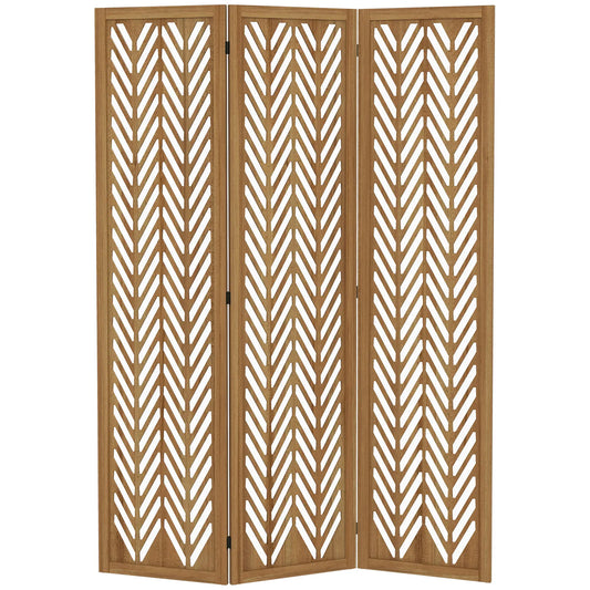 3 Panel Room Divider, 5.6ft Tall, Wood Folding Privacy Screen, Light Brown Room Dividers Light Brown at Gallery Canada