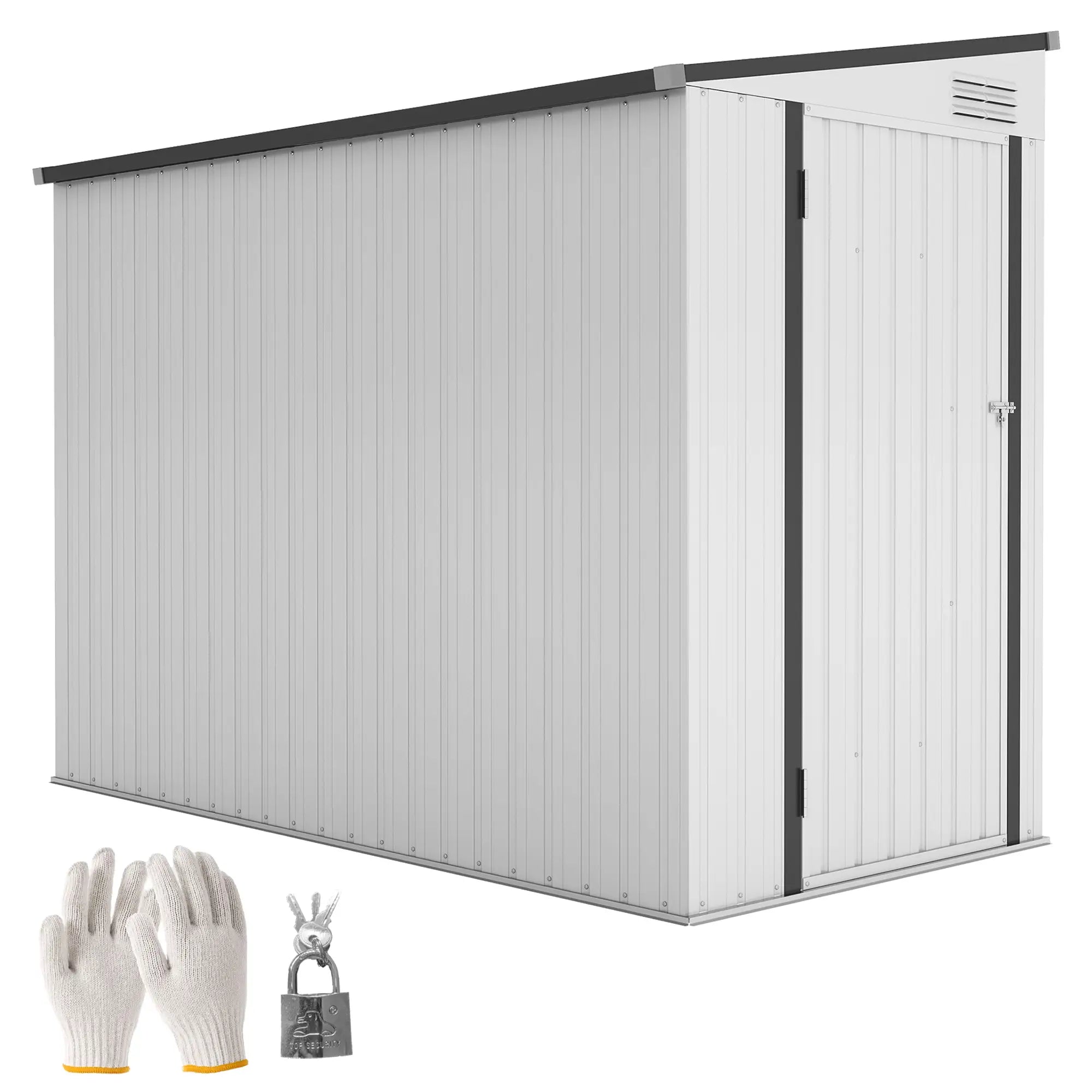 4' x 8' Outdoor Metal Storage Shed With Lockable Door, White Sheds at Gallery Canada