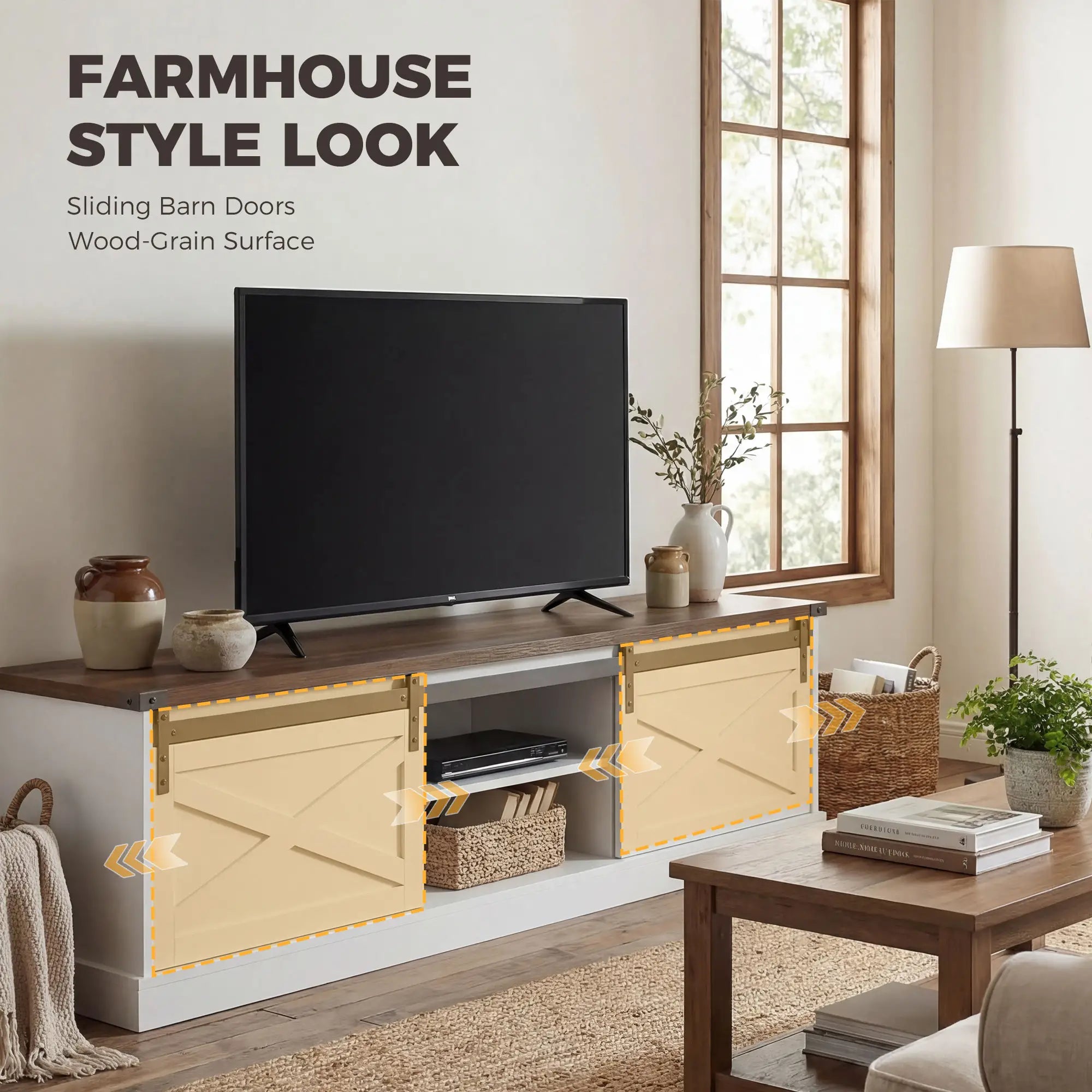 TV Stand For 65 Inch TVs, Entertainment Center With Shelves, White TV Stands at Gallery Canada