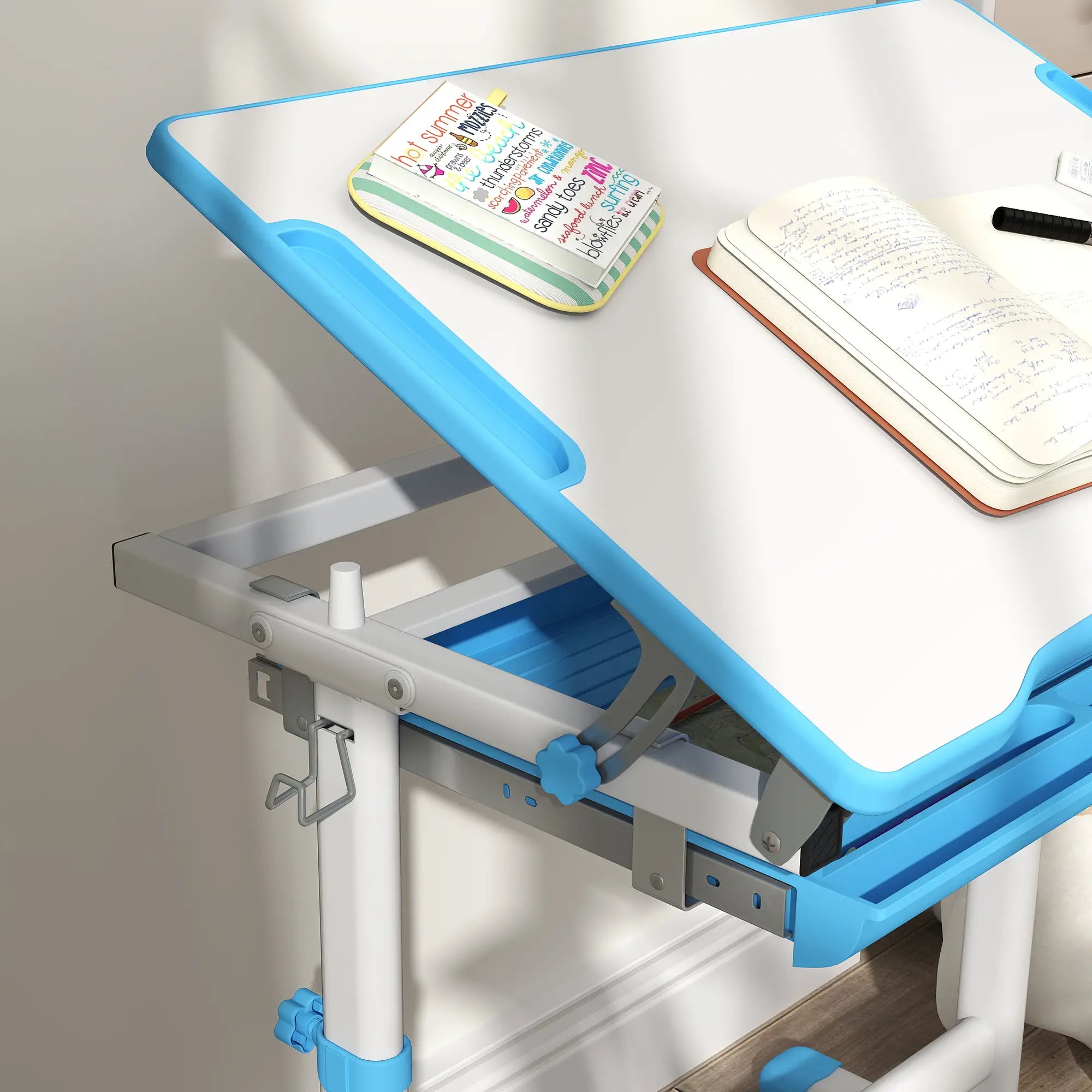 Adjustable Study Table, Chair Set with Drawer, Blue Kids Desk Sets at Gallery Canada