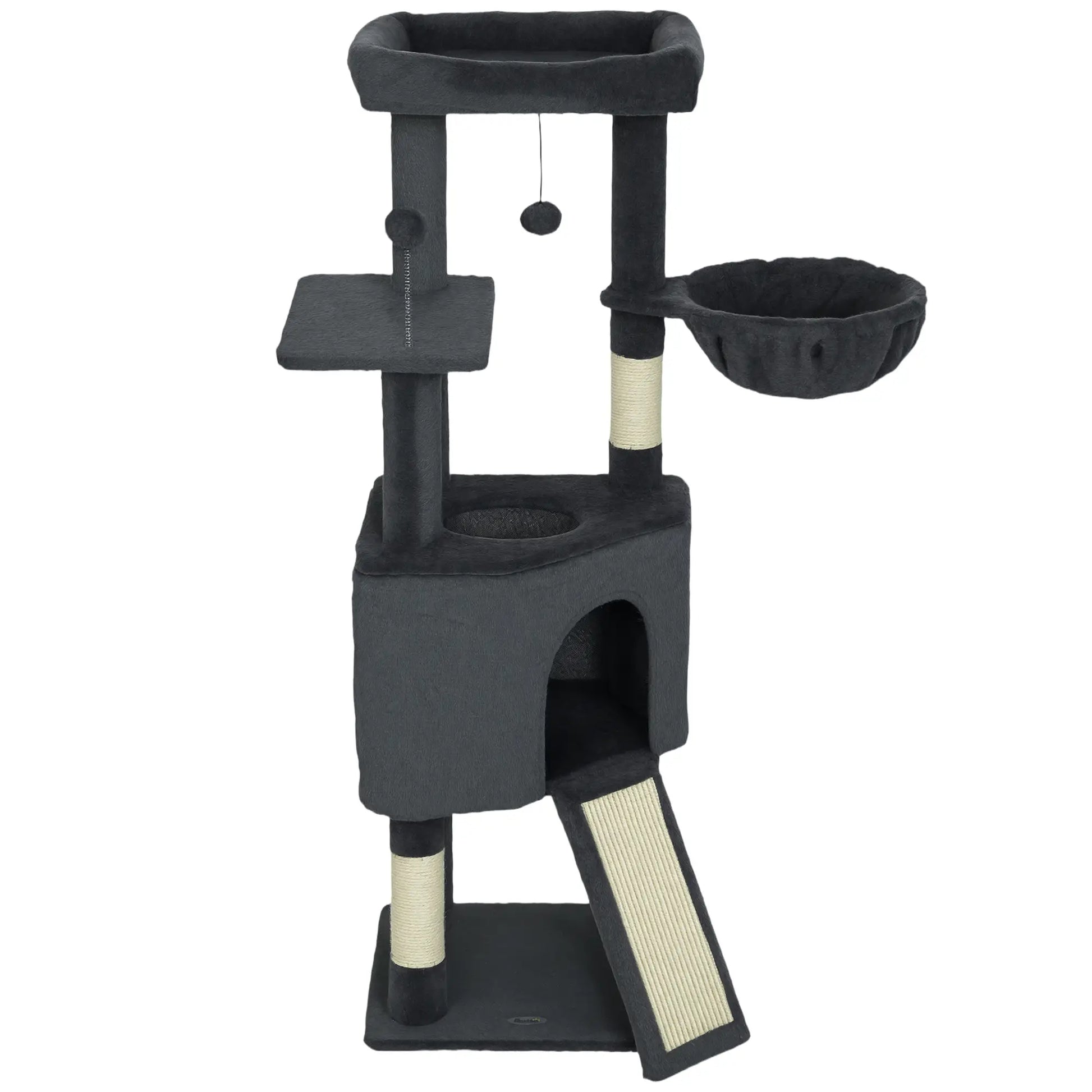 47 Inch Cat Tree, Condo, Bed, Scratching Posts, Hammock, Dark Grey Cat Trees Dark Grey, Cream White at Gallery Canada