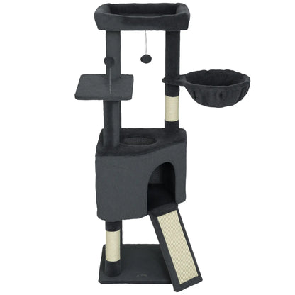 47 Inch Cat Tree, Condo, Bed, Scratching Posts, Hammock, Dark Grey Cat Trees Dark Grey, Cream White at Gallery Canada