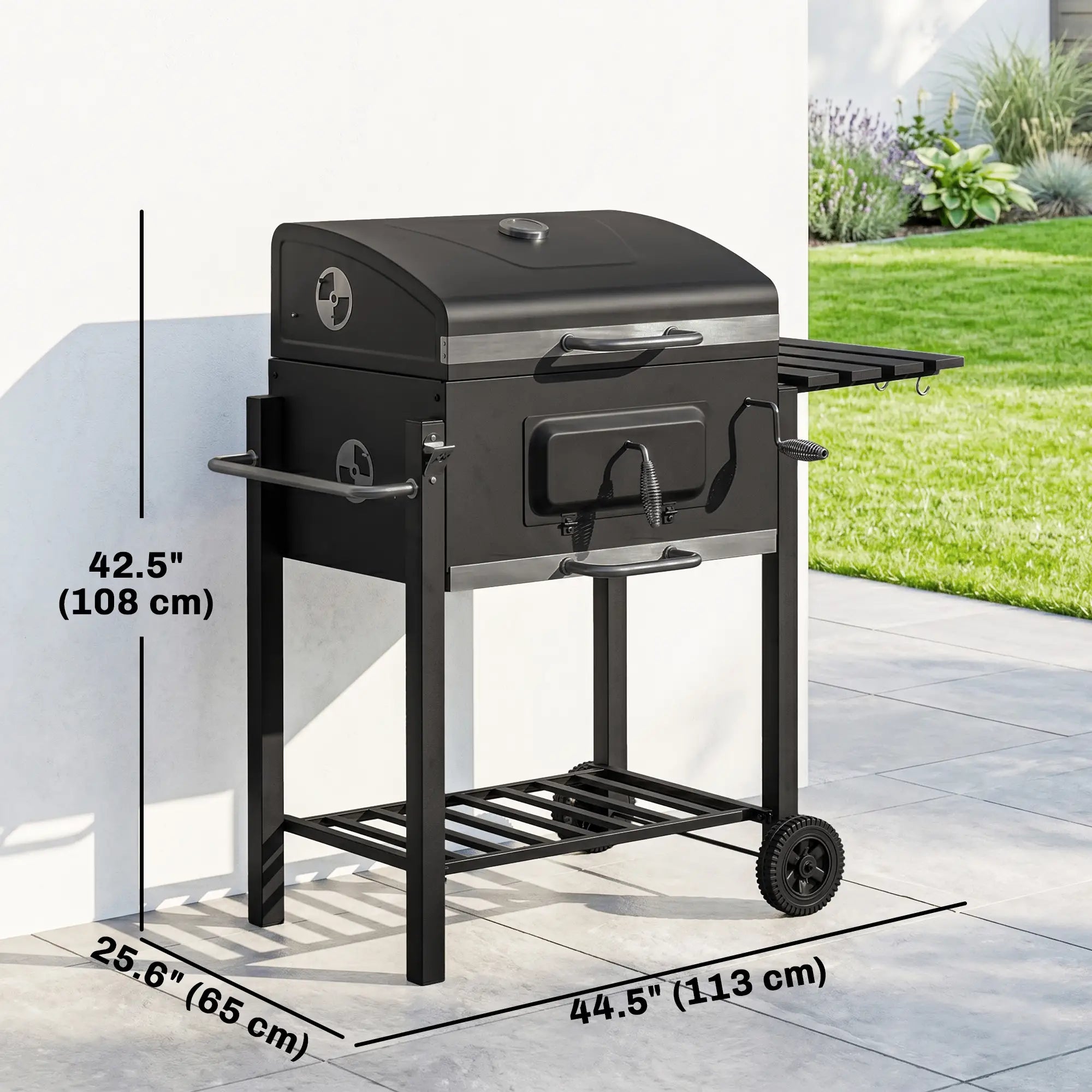 Portable Stainless Steel BBQ Trolley Grill With Wheels, Side Shelf Charcoal BBQ Grils at Gallery Canada