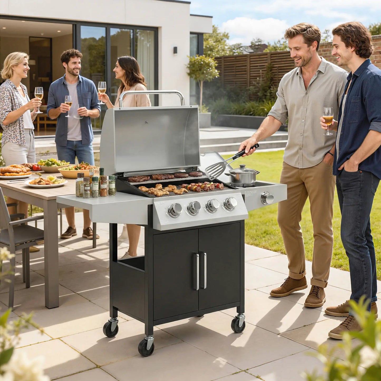 4+1 Burner Liquid Propane Gas Grill, Outdoor Portable BBQ Propane Gas Grills at Gallery Canada